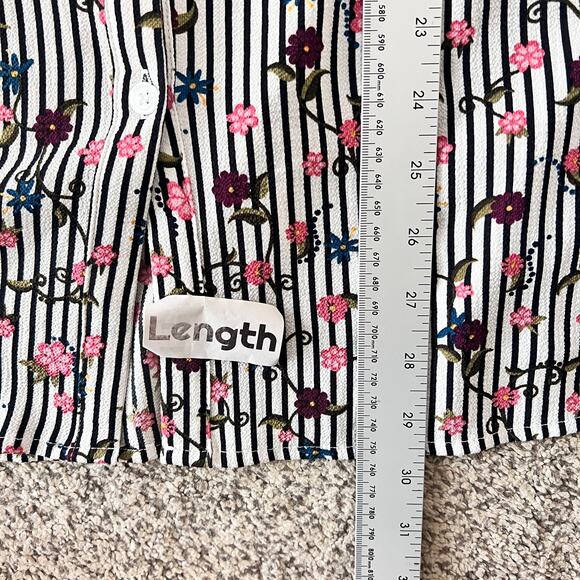 Catherines Womens 1X Feminine Bloomcore Preppy Artsy Floral Stripe Tunic Blouse - Picture 11 of 11